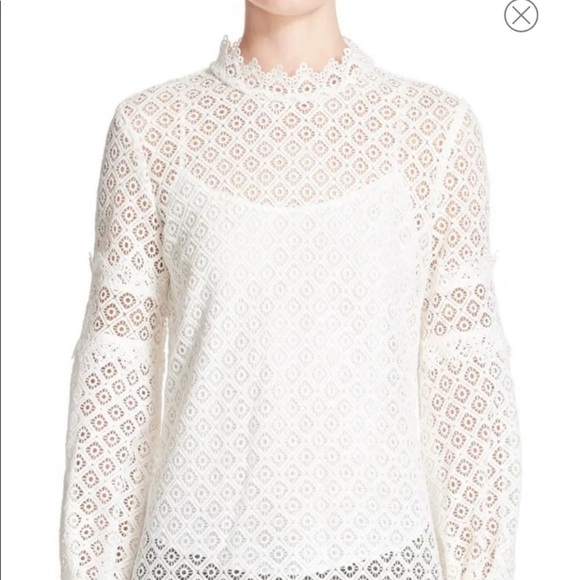 IRO White Embroidered Lace Long Sleeve Top Size 40 / Large - Picture 1 of 12